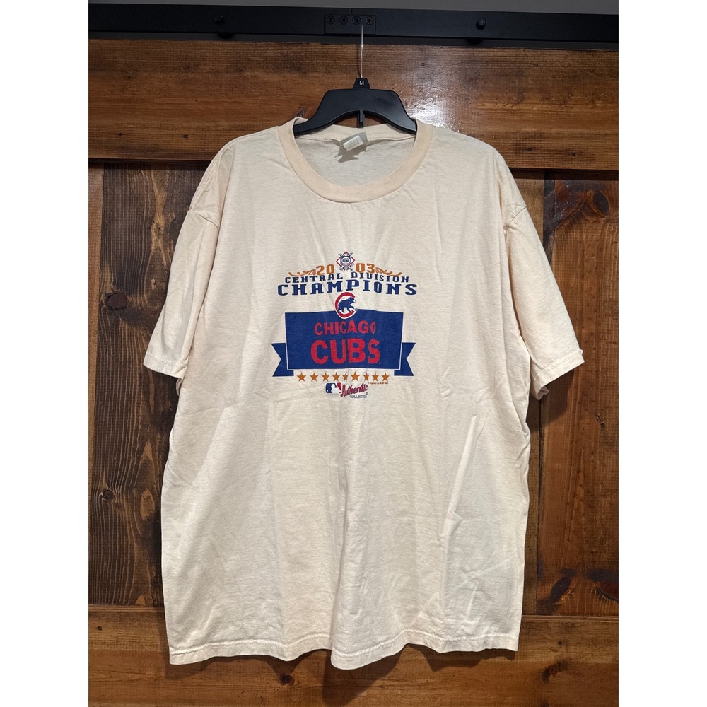 Vintage Lee Sport Chicago Cubs 2003 Central Division Champions T-Shirt XL Cream